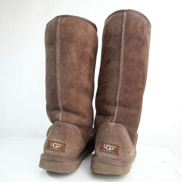 UGG Brown Genuine Sheepskin Leather Suede Classic Tall Boots Size 8 - Picture 5 of 12